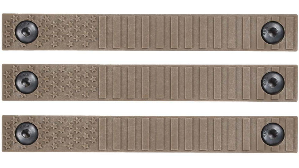 AT3 Tactical M-Lok Rail Cover, Polymer, Flag Design, Covers 3 Sections, Hardware, FDE, 3-pack, 3-PK-AT3-MLC-FLAG-FDE