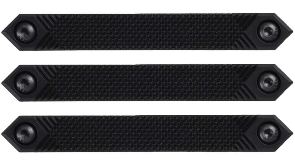 AT3 Tactical M-Lok Rail Cover, Polymer, Retro Design, Covers 3 Sections, Hardware, Black, 3-pack, 3-PK-AT3-MLC-RETRO-BLK