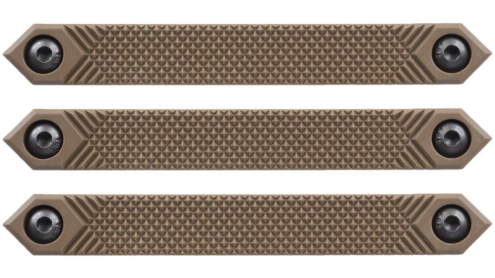 AT3 Tactical M-Lok Rail Cover, Polymer, Retro Design, Covers 3 Sections, Hardware, FDE, 3-pack, 3-PK-AT3-MLC-RETRO-FDE