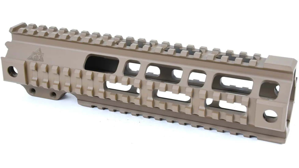 AT3 Tactical Pro Series Free Float Quad Rail AR15 Handguards, 9in Mid-Length, FDE, AT3-QR-9-FDE