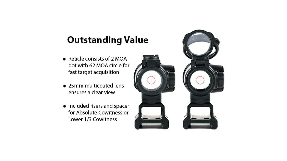 AT3 Tactical RCO Red Dot Sight, Circle Dot Reticle, Variable Riser Mounts, AT3-RCO