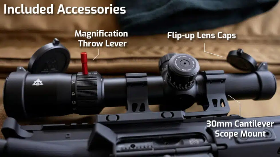 AT3 Tactical Red Tail 1-4x24mm Rifle Scope, 30mm Tube, Second Focal Plane, AT3-RT-NM-1-4x24
