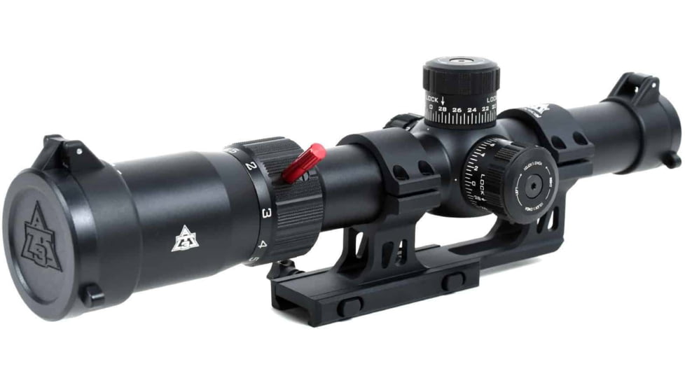 AT3 Tactical Red Tail LPVO 1-6x24 Rifle Scope with Mount 30mm SFP, Black, Illuminated BDC Reticle, MOA, with 30mm Cantilever Mount and Throw Lever, AT3-RT-1-6X24
