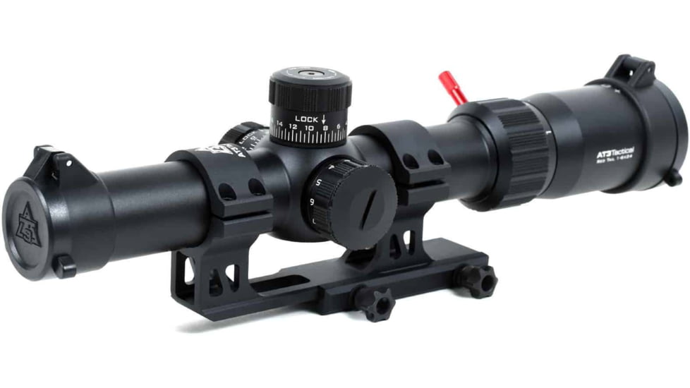 AT3 Tactical Red Tail LPVO 1-6x24 Rifle Scope with Mount 30mm SFP, Black, Illuminated BDC Reticle, MOA, with 30mm Cantilever Mount and Throw Lever, AT3-RT-1-6X24