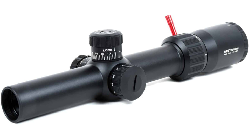 AT3 Tactical Red Tail LPVO 1-6x24 Rifle Scope with Mount 30mm SFP, Black, Illuminated BDC Reticle, MOA, with 30mm Cantilever Mount and Throw Lever, AT3-RT-1-6X24