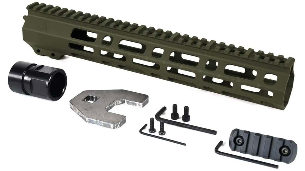 AT3 Tactical SPEAR M-Lok AR-15 Free Float Handguard, 12 in, OD Green, AT3-MLOK-12-ODG