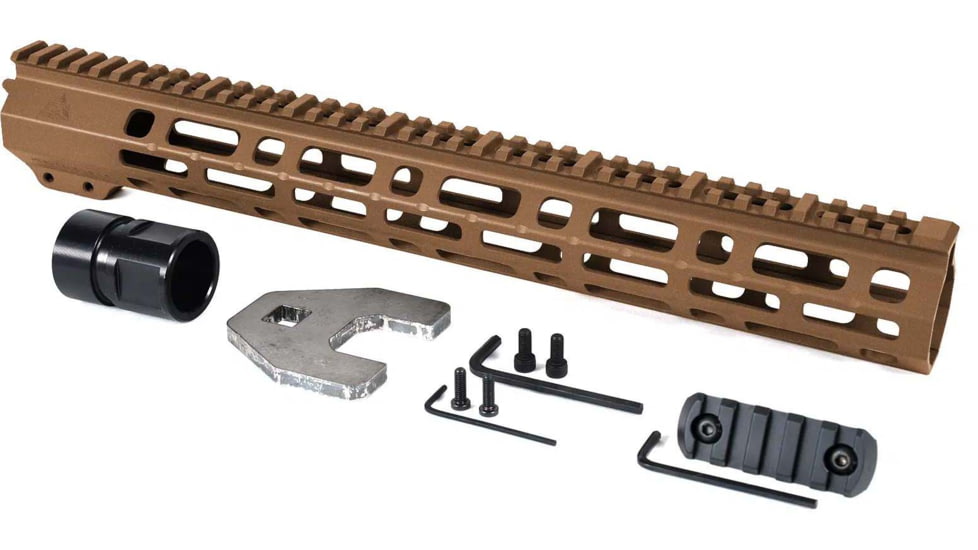 AT3 Tactical SPEAR M-LOK AR-15 Free Float Handguard, 15in Length, Burnt Bronze, AT3-MLOK-15-BB