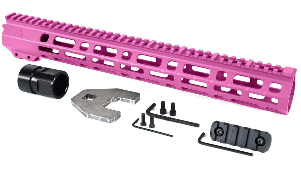 AT3 Tactical SPEAR M-LOK AR-15 Free Float Handguard, 15in Length, Pink, AT3-MLOK-15-PNK