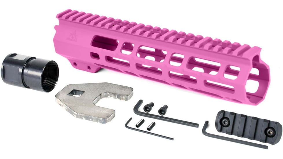 AT3 Tactical SPEAR M-LOK AR-15 Free Float Handguard, 9in Length, Pink, AT3-MLOK-9-PNK