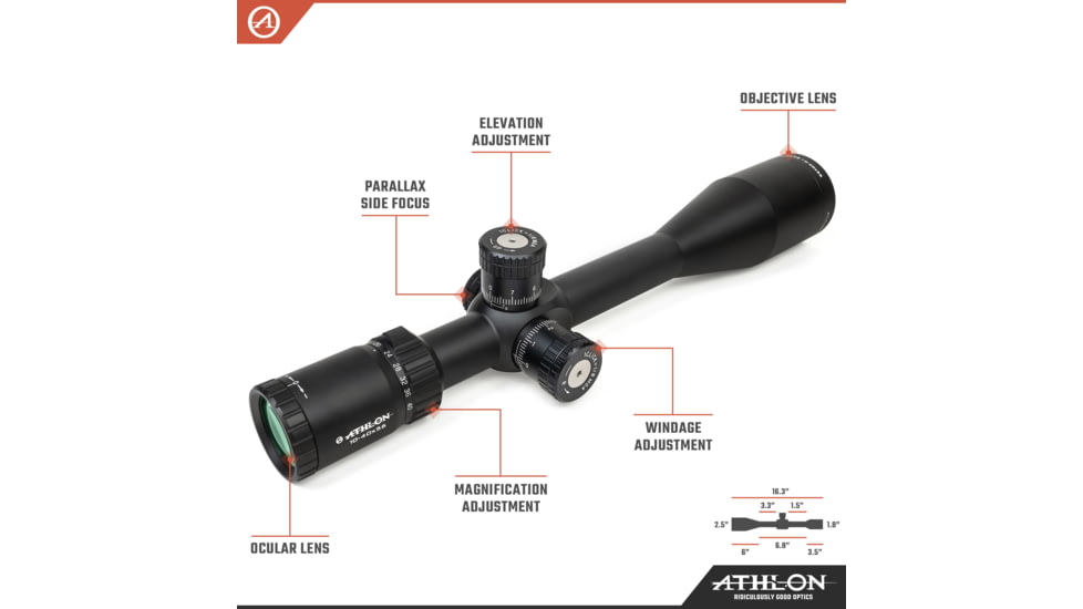 Athlon Optics Argos BTR Gen II Rifle Scope, 10-40x56mm, 30mm Tube, SFP, BLR SFP MOA Reticle, 6061-T6, Matte, Black, 214071