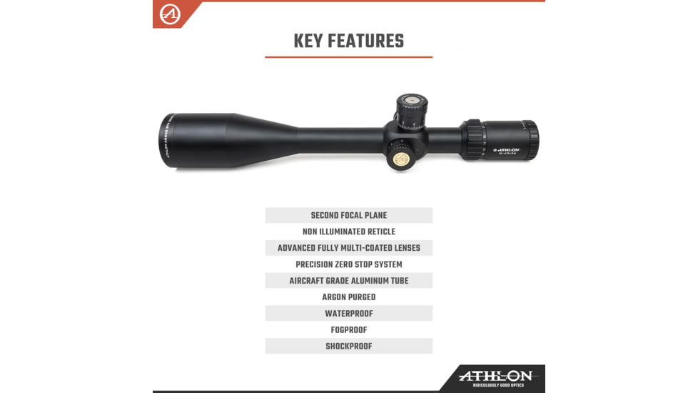 Athlon Optics Argos BTR Gen II Rifle Scope, 10-40x56mm, 30mm Tube, SFP, BLR SFP MOA Reticle, 6061-T6, Matte, Black, 214071