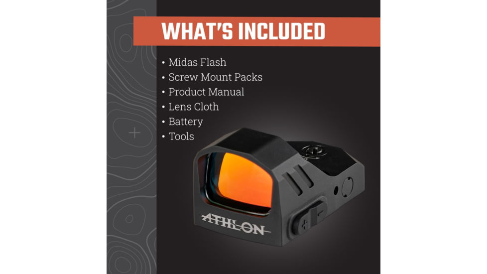 Athlon Optics Midas Flash Red Dot 1x22x16mm Reflex Red Dot Sight, 3 MOA, Black, 403071