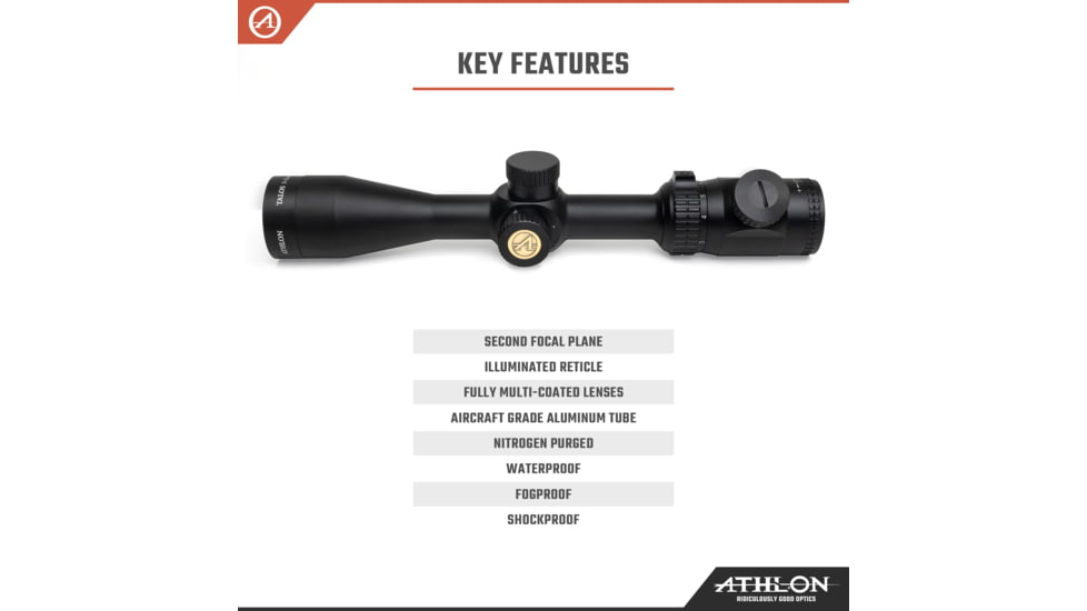 Athlon Optics Talos Rifle Scope, 3-12 x 40, SFP, 1in Tube, Illuminated BDC 600 Reticle, Matte, Black, 215001