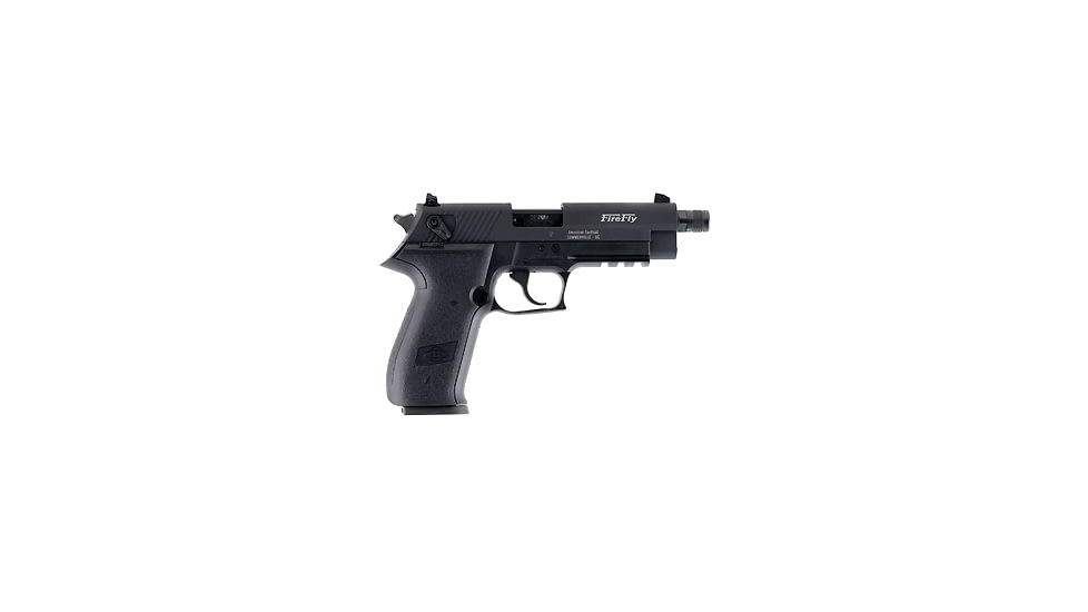 German Sport Gun GSG-FireFly Pistol, .22 Long Rifle, 4.9in barrel, zinc alloy frame, black polymer grip, blowback operated semi-auto, fixed blade front, adjustable rear, 10 round magazine, GSG FF-.22LR-4.9-1-FRRMPG