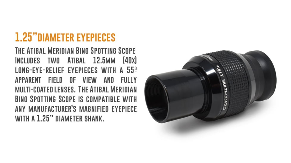 Atibal Meridian Bino Spotting Scope, 40x80mm, ED APO Lens, Black, 16 inches, AT-MER-BSS-40x80