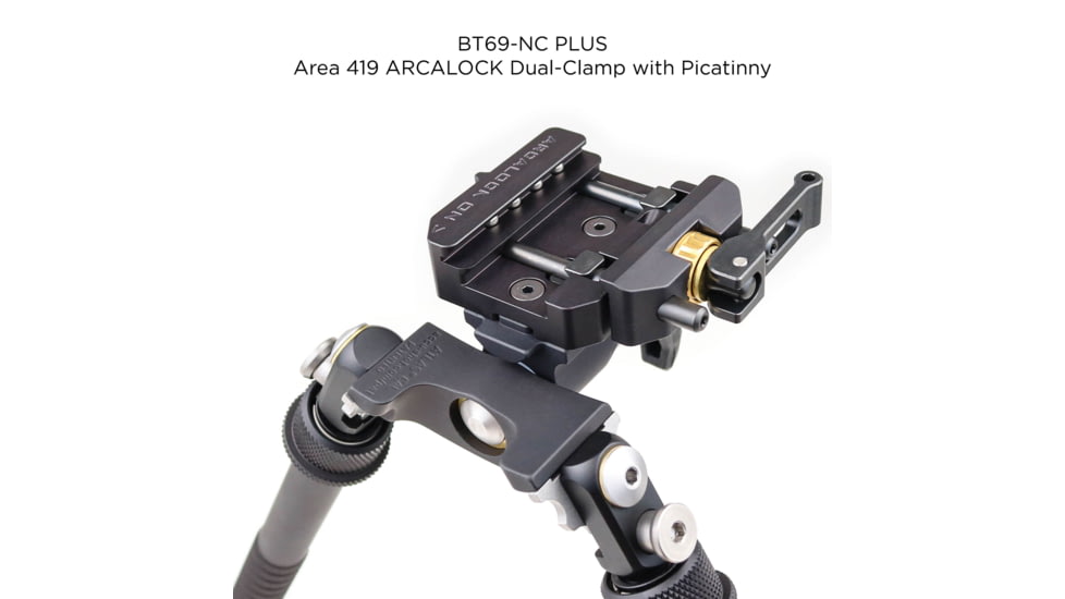 Atlas CAL Gen 2 Tall Bipod, 6-12.3in Height Range, Area 419 ARCALOCK Clamp, Black, BT69NCPLUSA419ARCALK