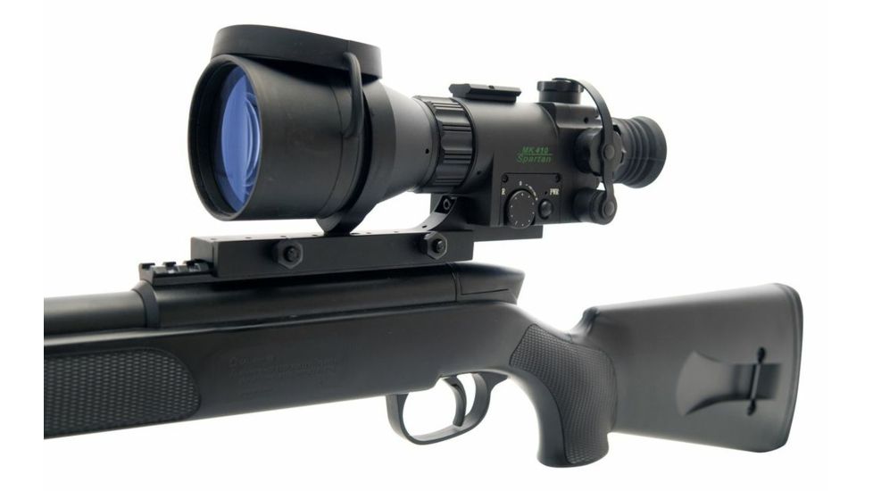 ATN Aries 410 Night Vision 5x Rifle Scope, Black w/ Red on Green Reticle NVWSM41010