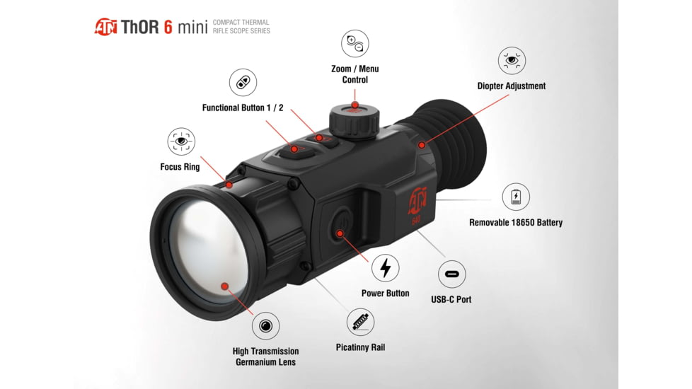 ATN ThOR 6 Mini Compact 2-16x35mm Thermal Rifle Scope