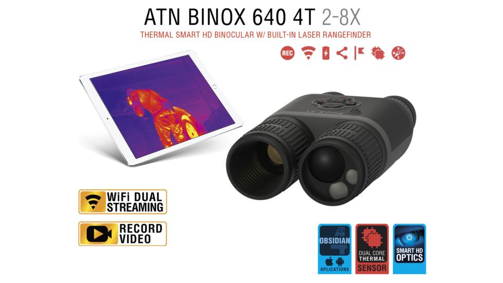 ATN Binox-4T 640-1.5-15x Thermal Rangefinder Binocular, Black / Grey, TIBNBX4642L