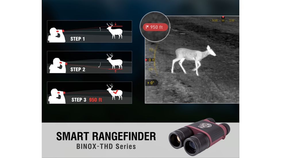 ATN BinoX THD Thermal Binoculars w/Video Recording, Wi-Fi, GPS, Smartphone Control via App. Red/Black