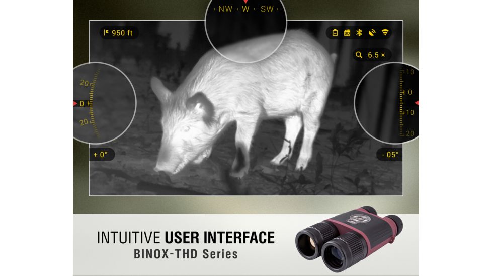 ATN BinoX THD Thermal Binoculars w/Video Recording, Wi-Fi, GPS, Smartphone Control via App. Red/Black