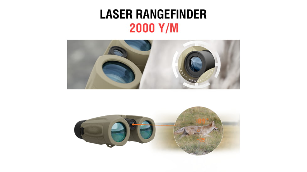 ATN LRF 2000 10x42mm Roof Ballistics Laser Rangefinding Binocular, Army Brown, BN1042LRF2k