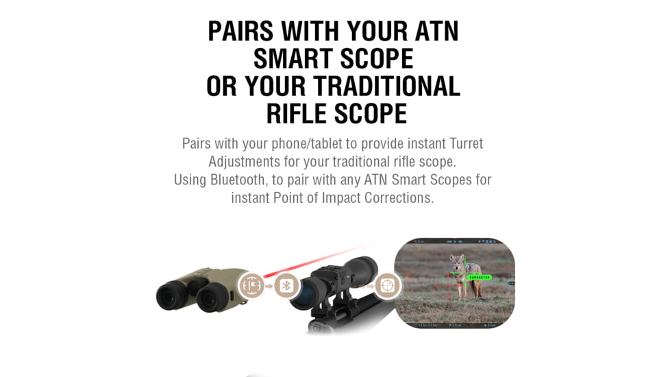 ATN LRF 3000 10x42mm Roof Ballistics Laser Rangefinding Binocular, Army Brown, BN1042LRF3k