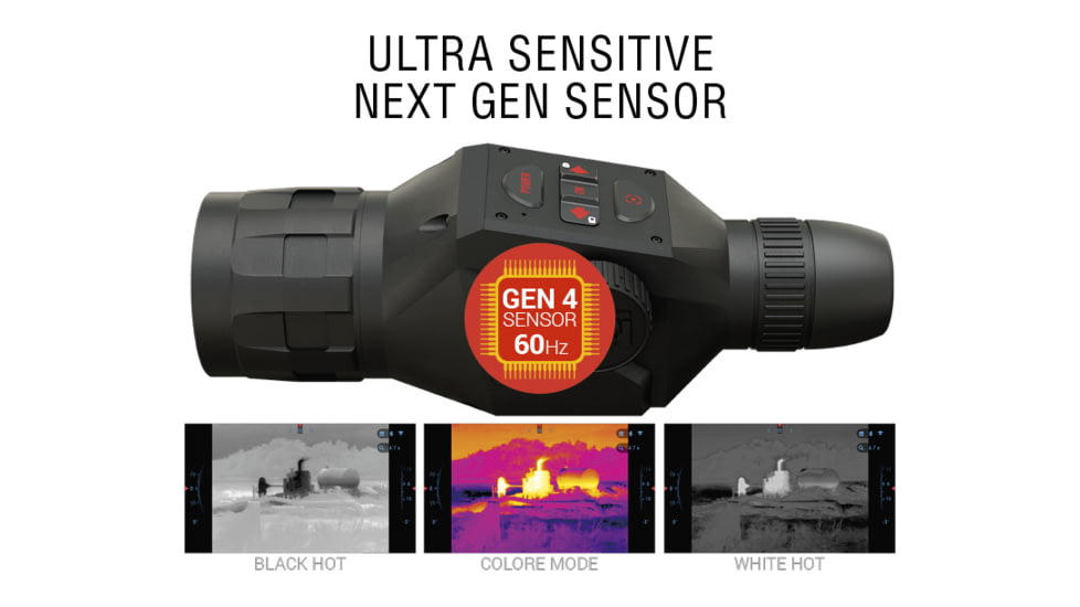 ATN OTS 4T, 1-10x, 640x480, Thermal Viewer w/ Full HD Video rec, WiFi, Smooth zoom, iOS/Android Controlling App, Black, TIMNO4641A