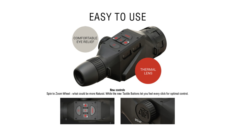 ATN OTS 4T, 1-10x, 640x480, Thermal Viewer w/ Full HD Video rec, WiFi, Smooth zoom, iOS/Android Controlling App, Black, TIMNO4641A