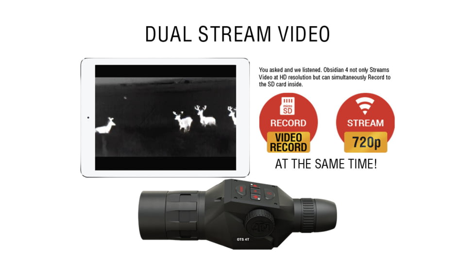 ATN OTS 4T, 1-10x, 640x480, Thermal Viewer w/ Full HD Video rec, WiFi, Smooth zoom, iOS/Android Controlling App, Black, TIMNO4641A