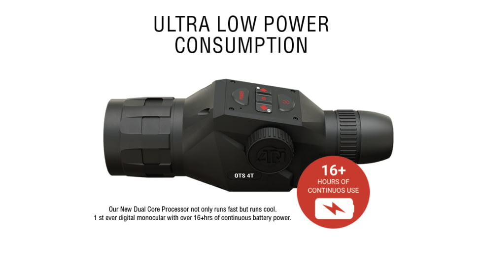 ATN OTS 4T, 1-10x, 640x480, Thermal Viewer w/ Full HD Video rec, WiFi, Smooth zoom, iOS/Android Controlling App, Black, TIMNO4641A