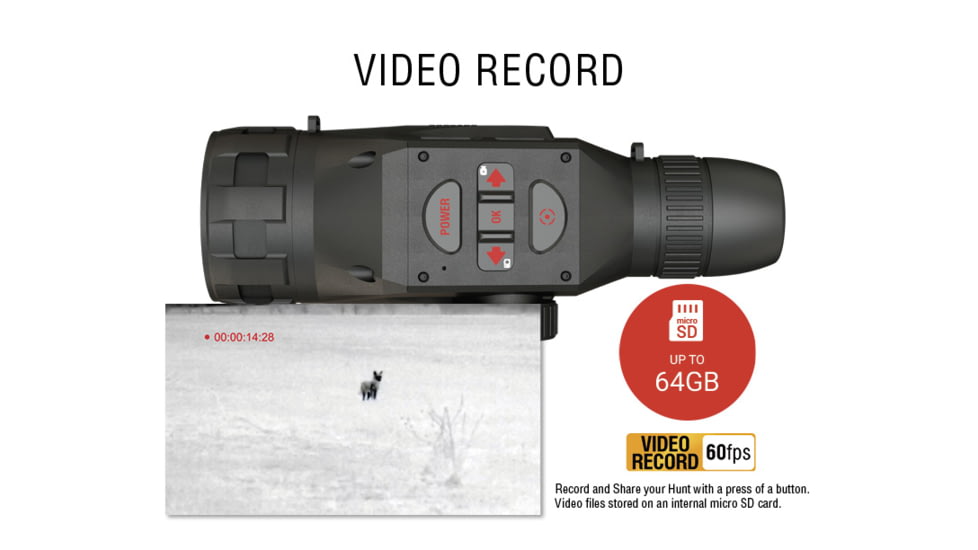 ATN OTS 4T, 2.5-25x, 640x480, Thermal Viewer w/ Full HD Video rec, WiFi, Smooth zoom, iOS/Android Controlling App, Black, TIMNO4643A