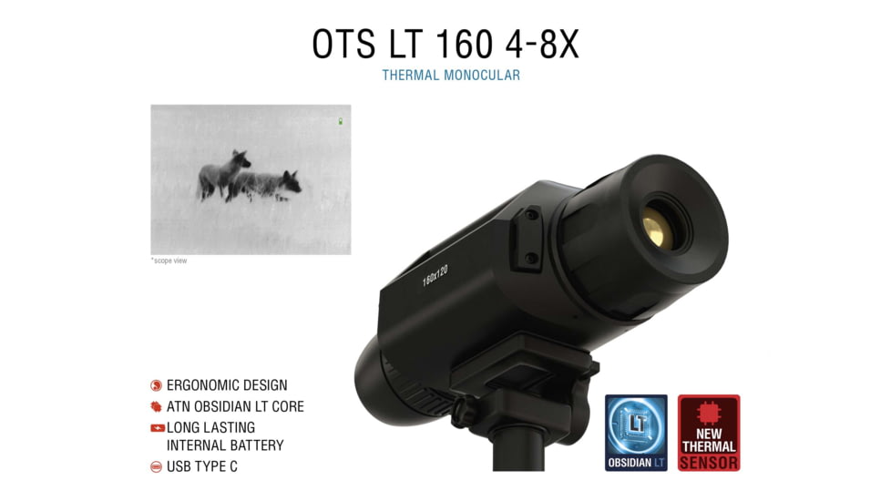 ATN OTS LT 160 4-8x Thermal Viewer, 25mm, 160x120, Black, TIMNOLT148X