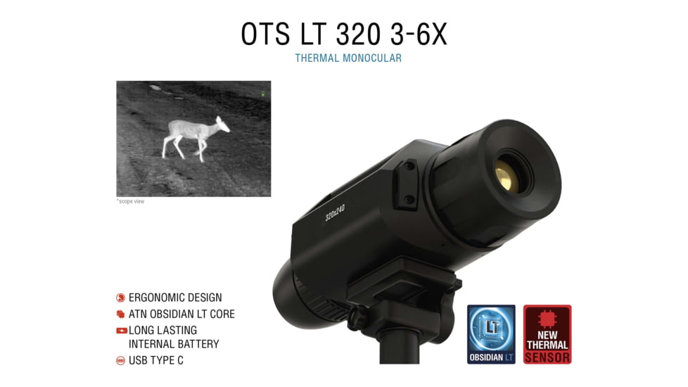 EDEMO ATN OTS LT 320 3-6x Thermal Viewer, 25mm, 320x240, Black, TIMNOLT325X, EDEMO1