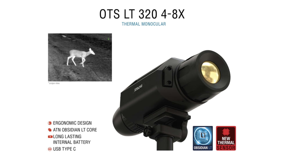 ATN OTS LT 320 4-8x Thermal Viewer, 25mm, 320x240, Black, TIMNOLT335X