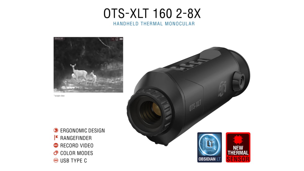 ATN OTS-XLT 2-8x Thermal Viewer, 19mm, 160x120, Black, TIMNOXL119X