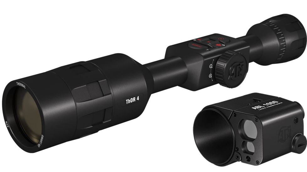 ATN ThOR 4 Thermal Smart HD Rifle Scope, 7-28x75mm, Black w/ Ballistic Laser Kit, TIWST4387A-KIT1