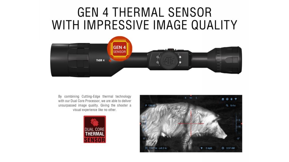 ATN ThOR 4 Thermal Smart HD Rifle Scope, 2-8x25mm, Black, TIWST4382A
