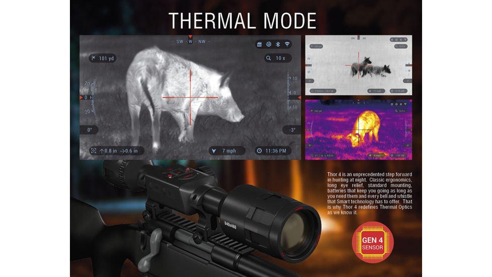DEMO, ATN ThOR 4 Thermal Smart HD Rifle Scope, 4.5-18x50mm, Black, TIWST4384A