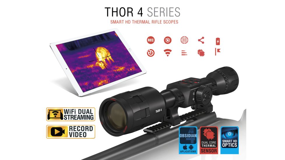ATN ThOR 4 Thermal Smart HD Rifle Scope, 2.5-25x50mm, Black, TIWST4643A