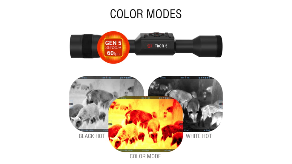 ATN Thor 5 3-24x 640x480 12 Micron Smart HD Thermal Rifle Scope, 30mm Tube w/ Gen 5 Sensor, Multiple Patterns &amp; Color Options Reticle, Black, TIWST5635A