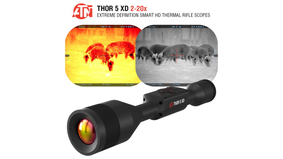 ATN Thor 5 XD 2-20x 1280x1024 12 Micron Smart HD Thermal Rifle Scope, 30mm Tube w/ Xtreme Definition 1.3 Megapixel Sensor, Multiple Patterns &amp; Color Options Reticle, Black, TIWST51250A