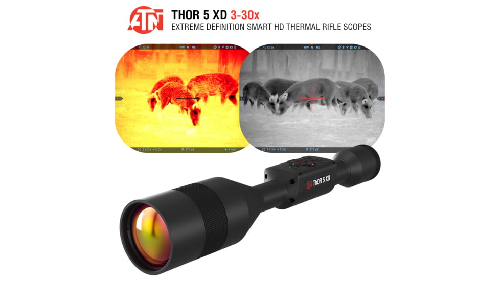 ATN Thor 5 XD 3-30x 1280x1024 12 Micron Smart HD Thermal Rifle Scope, 30mm Tube w/ Xtreme Definition 1.3 Megapixel Sensor, Multiple Patterns &amp; Color Options Reticle, Black, TIWST51275A