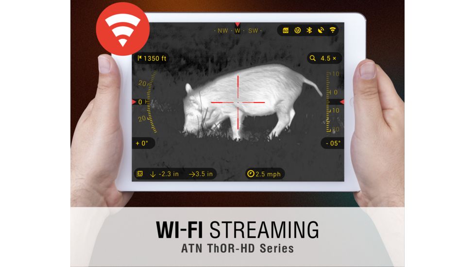 ATN ThOR-HD 1.25-5x Thermal Smart HD Rifle Scope w/WiFi, GPS, 384x288 Sensor, Black, TIWSTH381A