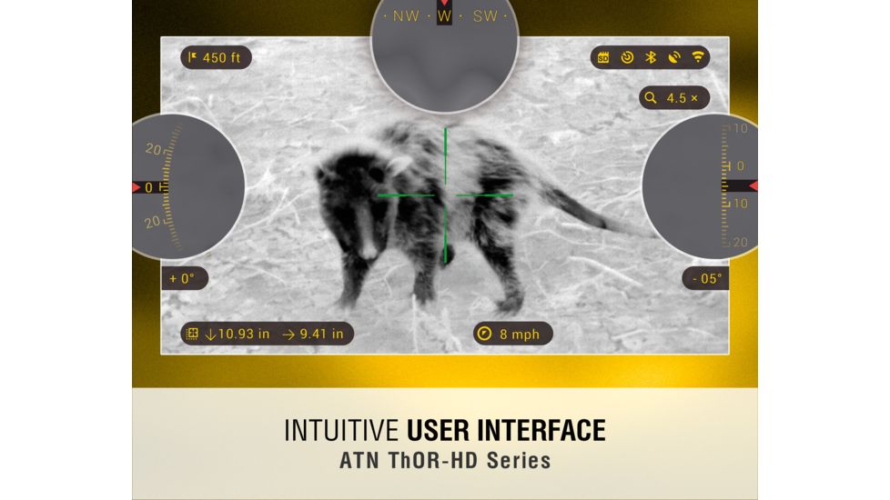 ATN ThOR-HD Thermal Imaging Rifle Scopes, 2-8x, 25 mm, Multiple Patterns &amp; Color Options Reticles, Black, TIWSTH382A