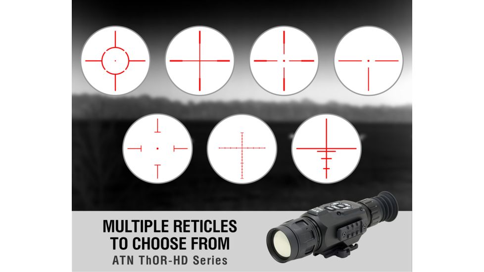 ATN ThOR-HD Thermal Imaging Rifle Scopes, 2.5-25x, 50 mm, Multiple Patterns &amp; Color Options Reticles, Black, TIWSTH643A