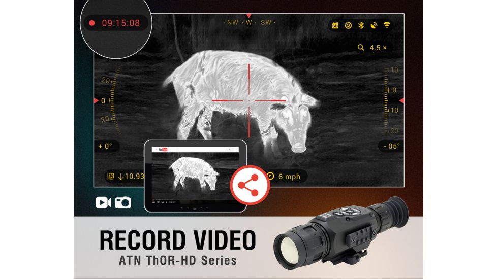 ATN ThOR HD 384x288 Thermal Rifle Scope w/Video Recording, Wi-Fi, GPS, Smartphone Control via App. Black