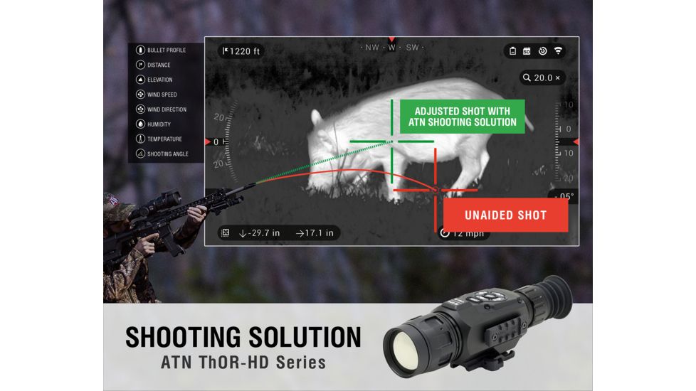 ATN ThOR HD 384x288 Thermal Rifle Scope w/Video Recording, Wi-Fi, GPS, Smartphone Control via App. Black