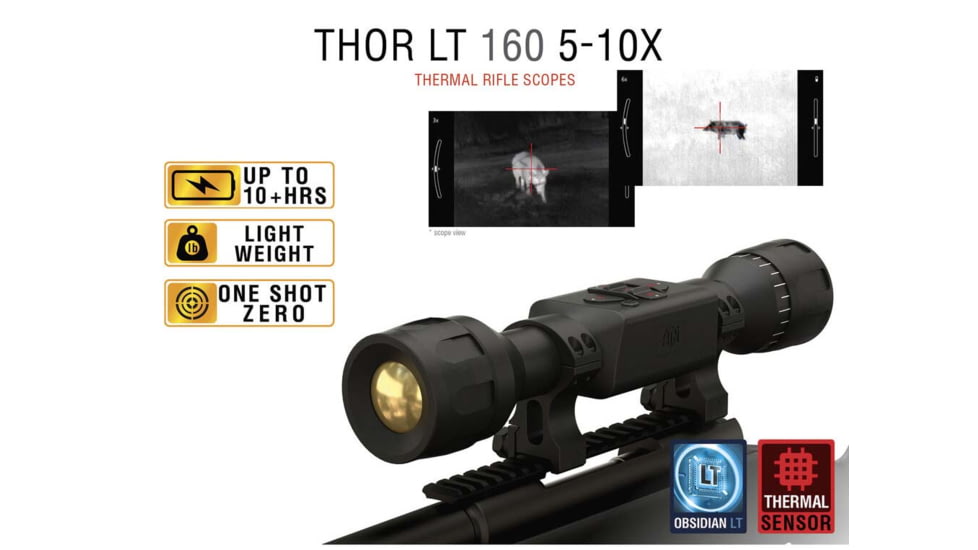 ATN Thor-lt 160x120 Thermal Rifle Scope, Black - TIWSTLT150X