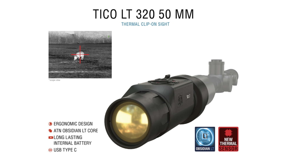 ATN TICO LT 320 1.5 - 3x50 mm Thermal Clip-On,320x240, Black, TICOTLT350X